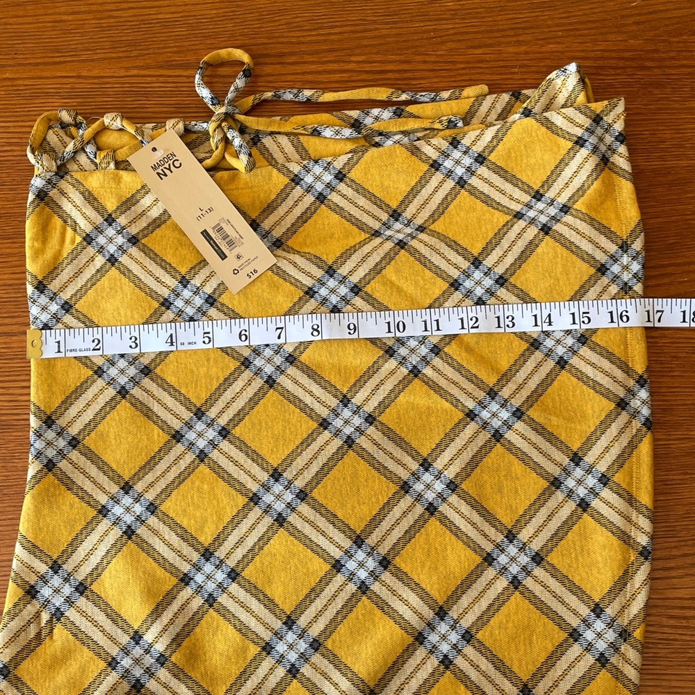 Madden NYC Side Lace Yellow Plaid Mini Skirt Preppy Y2K Academia‎ School Girl - Picture 13 of 16